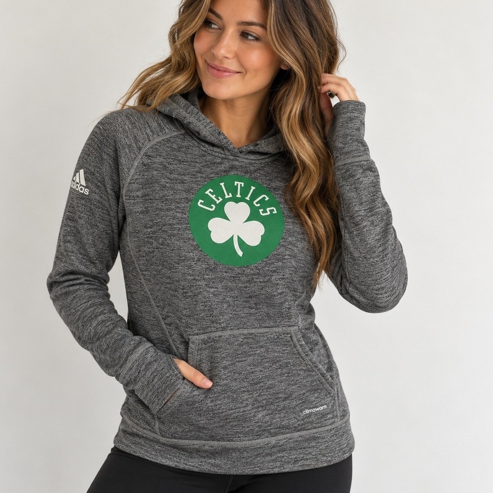 Adidas Climawarm Boston Celtics Hoodie Womens Medium Gray Heather NBA Sweatshirt